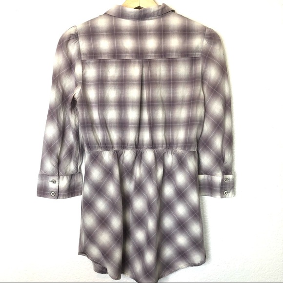 Odille Anthropologie Plaid Button Up Tunic Top - Picture 3 of 6